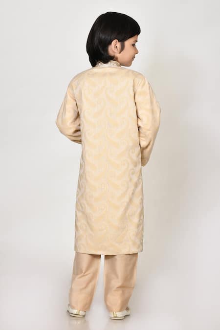 Petite Pomme Handloom Silk Sherwani & Pant Set 