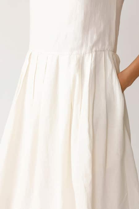 Payal Pratap_Beige Handloom Cotton Round Dress _at_Aza_Fashions