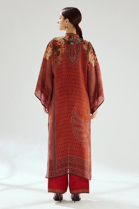 Buy Rajdeep Ranawat Orange Silk Beads Bandeau Neck Gayatri Geometric Pattern Tunic Online at Aza Fashions Buy_Rajdeep Ranawat_Orange Silk Beads Bandeau Neck Gayatri Geometric Pattern Tunic_Online_at_Aza_Fashions