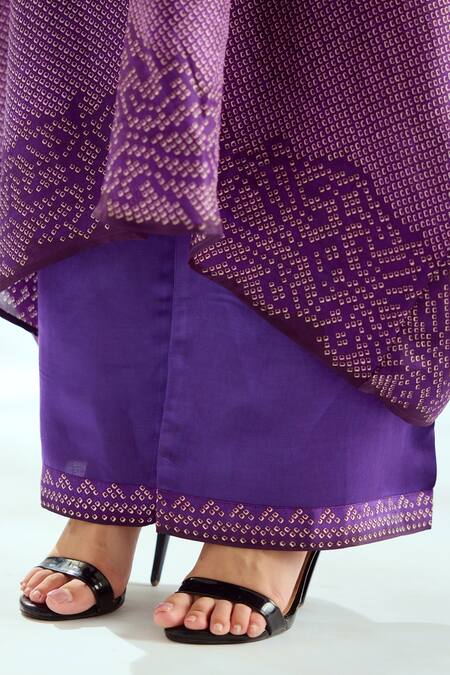 Rajdeep Ranawat Purple Satin Paloma Geometric Print Hem Pant Online at Aza Fashions Rajdeep Ranawat_Purple Satin Paloma Geometric Print Hem Pant_Online_at_Aza_Fashions