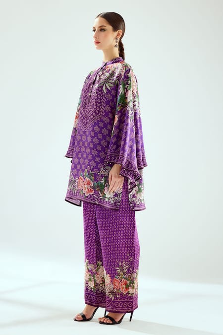 Buy_Rajdeep Ranawat_Purple Satin Permaz Printed Pant_Online_at_Aza_Fashions