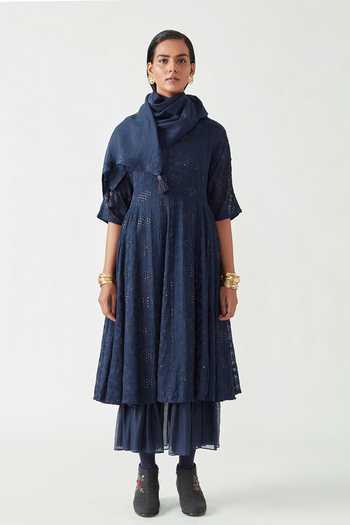 Payal Pratap Alma Embroidered Dress With Scarf 