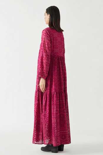 Buy Payal Pratap Pink Cotton Silk Embroidery V Neck Stella Dress Online at Aza Fashions Buy_Payal Pratap_Pink Cotton Silk Embroidery V Neck Stella Dress _Online_at_Aza_Fashions