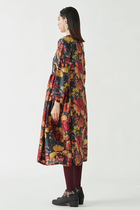 Buy_Payal Pratap_Multi Color Mulberry Silk Printed Round Lauren Dress  _Online_at_Aza_Fashions