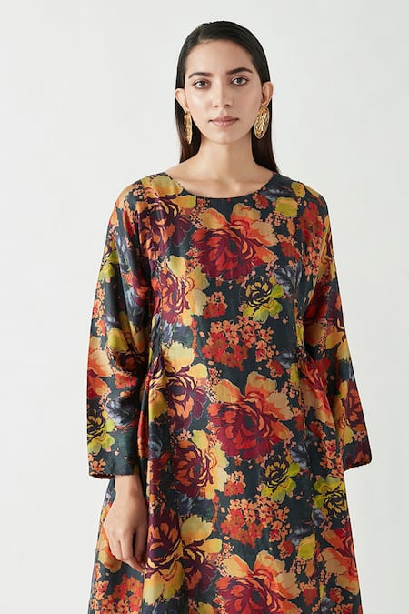 Shop_Payal Pratap_Multi Color Mulberry Silk Printed Round Lauren Dress  _Online_at_Aza_Fashions