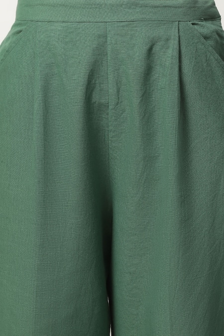 Shop_Musal_Ivory Cotton, Linen Embroidery Boat Neck Annie Top And Pant Set_Online_at_Aza_Fashions