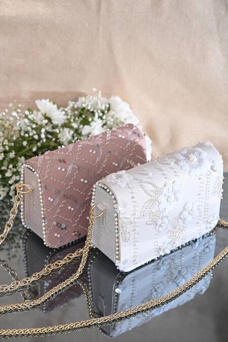 Shop_Miar Designs_Pink Sequin Gargi Embellished Box Clutch_Online_at_Aza_Fashions