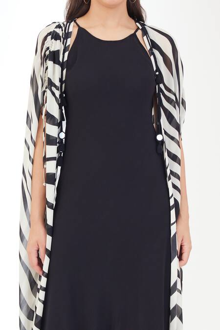 Shop_Nikasha_Black Viscose Embroidery Open Neck Animal Print Overlay _Online_at_Aza_Fashions