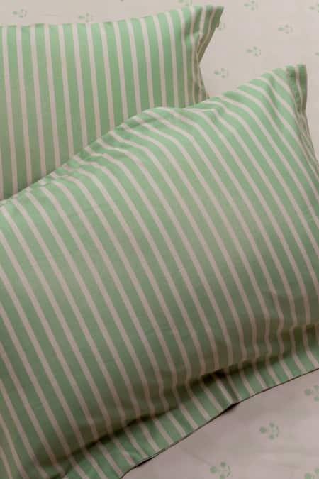 Shop_Kyoona_Green 100% Cotton Printed The Bageecha Floral Bedsheet Set_Online_at_Aza_Fashions