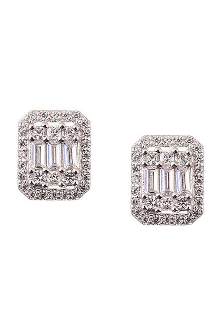 Shop_The Jewel Factor_Silver Plated Crystals Embellished Studs_Online_at_Aza_Fashions