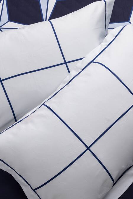 Shop_Kyoona_Blue 100% Cotton Print Holy Azulejos Bedsheet Set_Online_at_Aza_Fashions