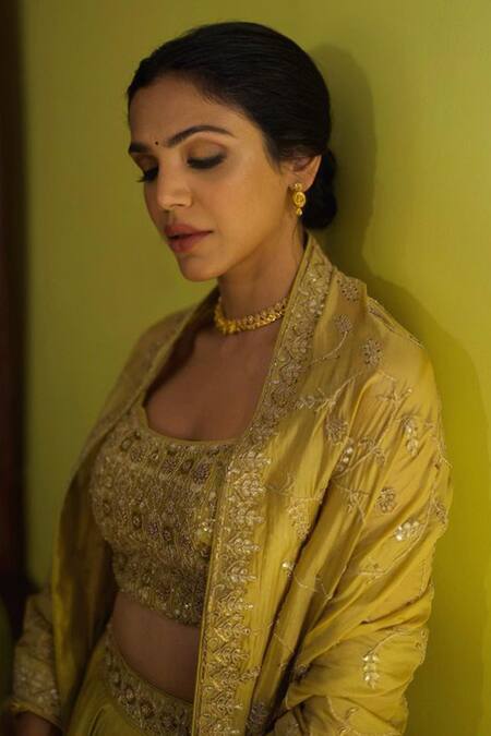Shop_Punit Balana_Green Chanderi Silk Embroidery Marodi Scoop Neck Lehenga Set _Online_at_Aza_Fashions