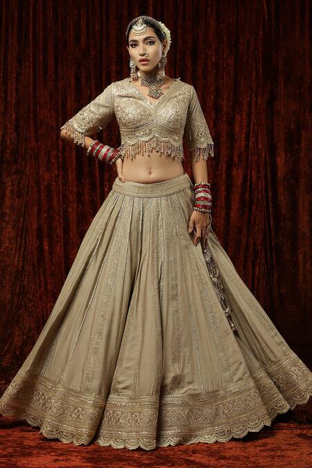 Buy Shikhar Sharma Gold Lehenga And Blouse Silk Chanderi Embroidered Gota & Dori Work Bridal Set Online at Aza Fashions Buy_Shikhar Sharma_Gold Lehenga And Blouse Silk Chanderi Embroidered Gota & Dori Work Bridal Set _Online_at_Aza_Fashions