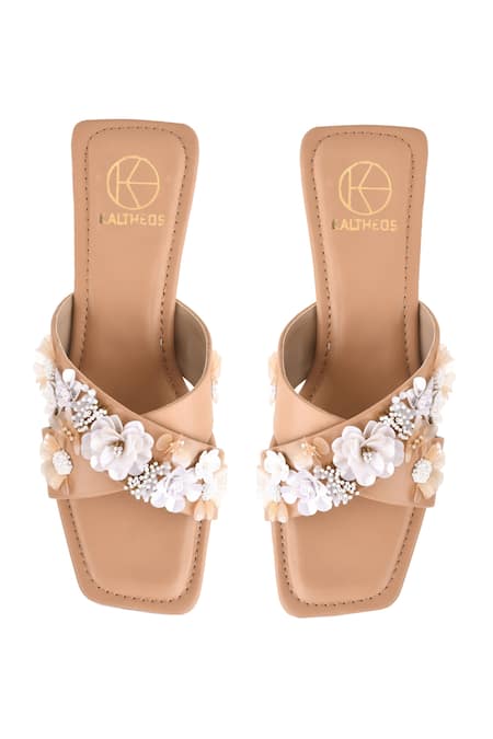Shop_Kaltheos_Beige Embellished Luna Strappy Block Heel Sandals_Online_at_Aza_Fashions