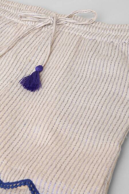 Buy_Byb Premium_Beige Cotton, Lurex Embroidery Striped Top _Online_at_Aza_Fashions