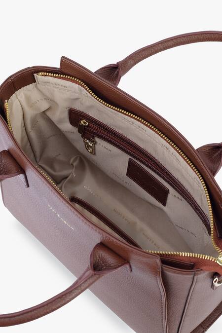 Shop Tan & Loom Brown Textured Genuine Leather Handbag Online at Aza Fashions Shop_Tan & Loom_Brown Textured Genuine Leather Handbag _Online_at_Aza_Fashions