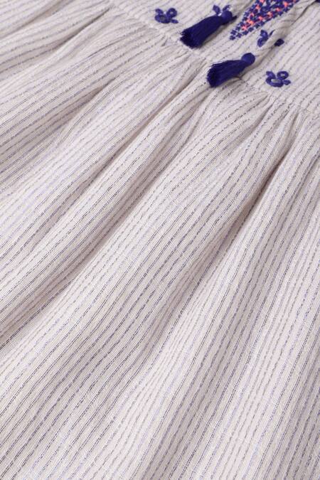 Shop Byb Premium Beige Cotton, Lurex Embroidery Dress Online at Aza Fashions Shop_Byb Premium_Beige Cotton, Lurex Embroidery Dress _Online_at_Aza_Fashions