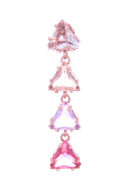Shop Ishhaara Pink Crystals Triangle Shaped Earrings Online at Aza Fashions Shop_Ishhaara_Pink Crystals Triangle Shaped Earrings _Online_at_Aza_Fashions