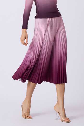 Shop_Scarlet Sage_Pink Polyester High Neck Geometric Print Top And Skirt Set_Online_at_Aza_Fashions