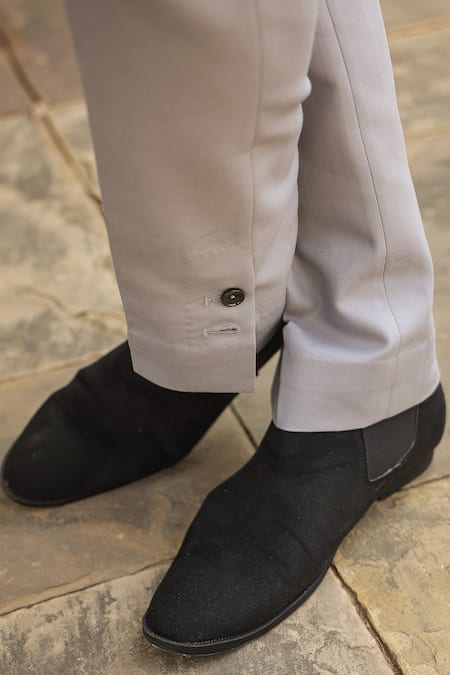 Buy_Raw & Rustic By Niti Bothra_Grey Cotton Handcrafted Jeans _Online_at_Aza_Fashions