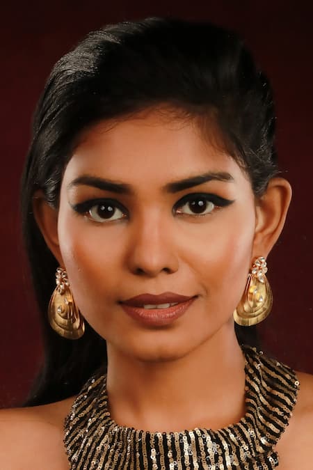 Shop_Ishhaara_Gold Plated Embroidery, Stones, Pearls Shaped Earrings _Online_at_Aza_Fashions