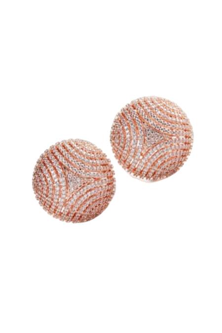 Buy_Mozaati_Red Stone Cleopatra Handcrafted Ear Studs _Online_at_Aza_Fashions