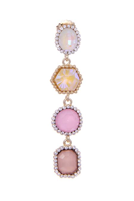 Shop_Ishhaara_Pink Crystals Embellished Dangler Earrings _Online_at_Aza_Fashions