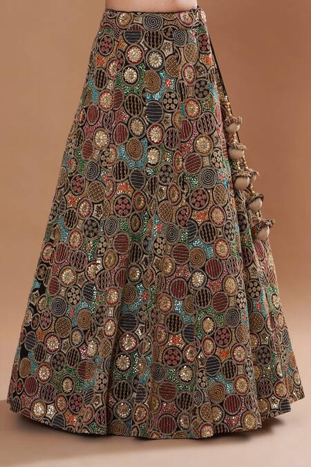 Buy Two Sisters By Gyans Black Georgette, Silk Embroidery, Zari, Sequins Sweetheart Resham Lehenga Set Online at Aza Fashions Buy_Two Sisters By Gyans_Black Georgette, Silk Embroidery, Zari, Sequins Sweetheart Resham Lehenga Set _Online_at_Aza_Fashions