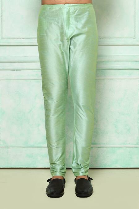 Arihant Rai Sinha_Green Kurta Silk And Pyjama Cotton Embroidery Thread Bundi & Set_at_Aza_Fashions