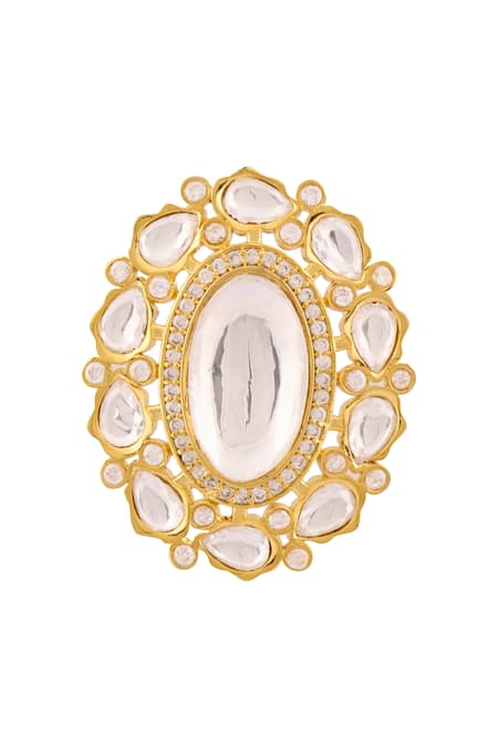 Buy_Moh-Maya By Disha Khatri_Gold Plated Gota Patti, Studs Kundan Embellished _Online_at_Aza_Fashions