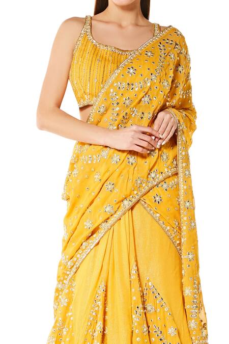 Buy Yellow Ombre Gota Patti Saree Online – Vasansi Jaipur