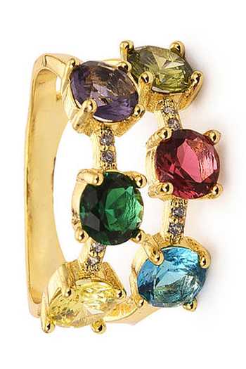 Shop_The Jewel Factor_Multi Color Crystals Peacock Ring_Online_at_Aza_Fashions