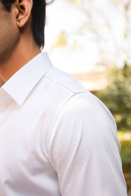 Shop_Raw & Rustic by Niti Bothra_White Cotton Embroidery Solid Handcrafted Shirt _Online_at_Aza_Fashions