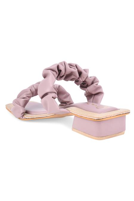 Shop_Kaltheos_Purple Plain Maureen Ruffle Strap Block Heels_Online_at_Aza_Fashions