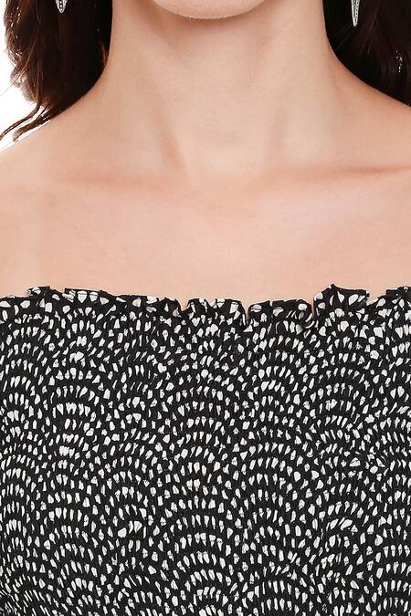 Shop_Soup By Sougat Paul_Black Chiffon, Malaysian Silk Square Neck Printed Maxi Dress _Online_at_Aza_Fashions