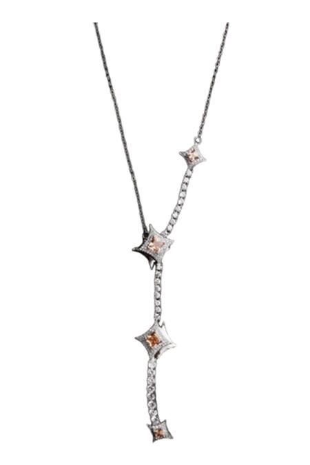 Buy_Mozaati_Yellow Embellished Amy Cubic Zirconia Layered Necklace _Online_at_Aza_Fashions