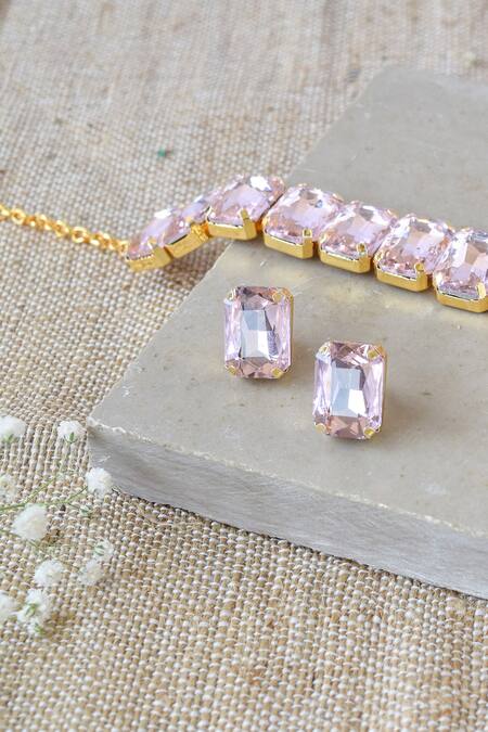 Buy_The Jewel Factor_Pink Crystal Embellished Choker Necklace_Online_at_Aza_Fashions