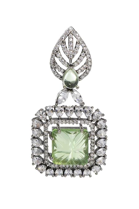 Tizora_White Stones Embellished Antique Earrings_Online_at_Aza_Fashions