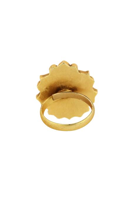 Shop Ishhaara Multi Color Stones Lotus Shape Embellished Ring Online at Aza Fashions Shop_Ishhaara_Multi Color Stones Lotus Shape Embellished Ring _Online_at_Aza_Fashions