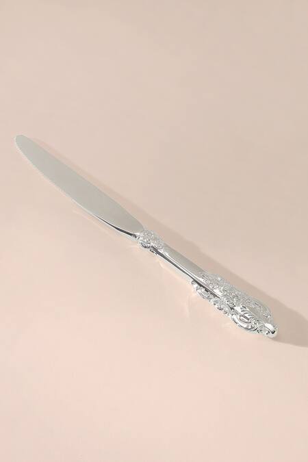Shop_Table Manners_Silver Stainless Steel Kings Dining Bread Knife And Cake Server Set_Online_at_Aza_Fashions
