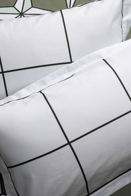 Shop_Kyoona_Green 100% Cotton Print Holy Azulejos Bedsheet Set_Online_at_Aza_Fashions