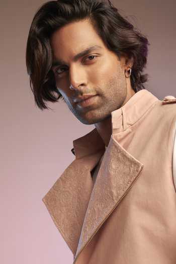 Shop S&N By Shantnu Nikhil Pink Cotton Thread Waistcoat Online at Aza Fashions Shop_S&N By Shantnu Nikhil_Pink Cotton Thread Waistcoat_Online_at_Aza_Fashions