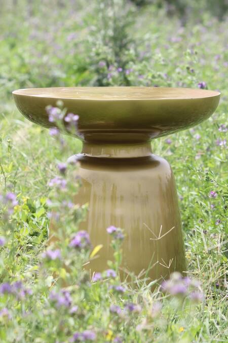 Shop_Kaksh Studio_Gold Aluminium Indiana Peg Table_Online_at_Aza_Fashions