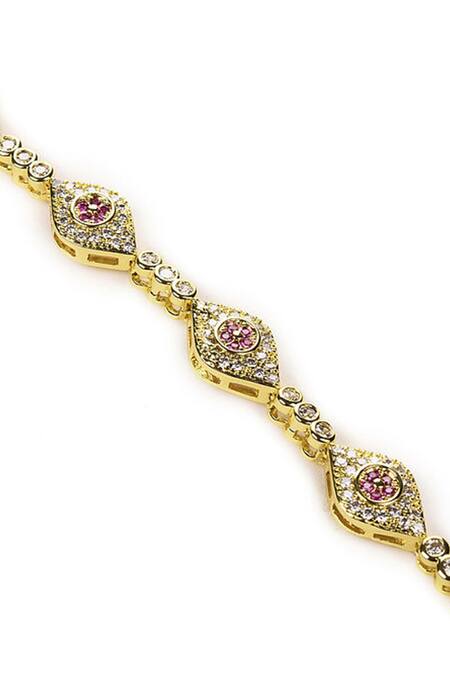 Shop The Jewel Factor Pink Crystals Emira Evil Eye Charm Embellished Bracelet Online at Aza Fashions Shop_The Jewel Factor_Pink Crystals Emira Evil Eye Charm Embellished Bracelet_Online_at_Aza_Fashions