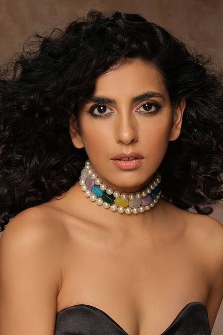 Shop_Swabhimann_Multi Color Stone Embellished Choker _Online_at_Aza_Fashions