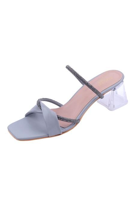 Peach Transparent Block Heels for Women - Kyle