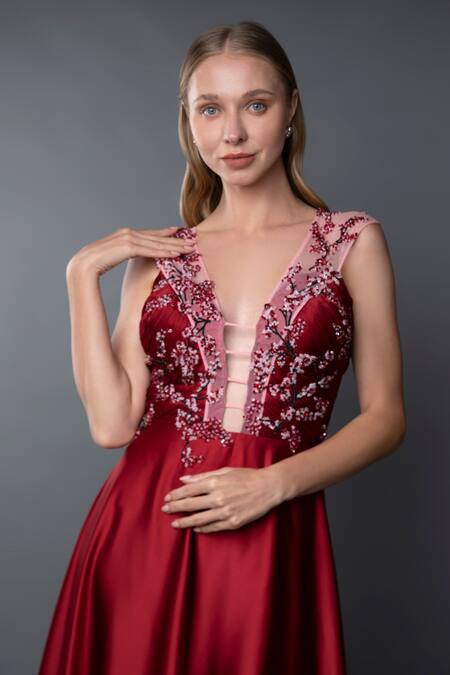 Red A Line Chiffon Dress Fashion Dress | Fashion dresses, Party wear dresses,  Stylish dresses for girls