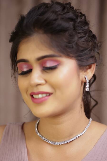 Shop Ishhaara Silver Plated Crystals Zirconia Studded Necklace Set Online at Aza Fashions Shop_Ishhaara_Silver Plated Crystals Zirconia Studded Necklace Set _Online_at_Aza_Fashions