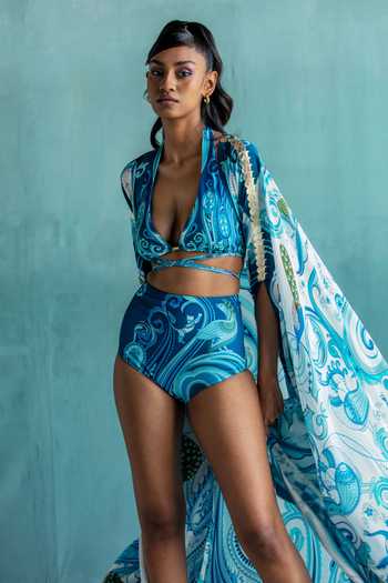 Buy_Limerick By Abirr N' Nanki_Multi Color Jane Floral Pattern Cape _Online_at_Aza_Fashions