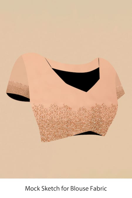 Two Sisters By Gyans_Peach Georgette Sequins Border Embroidered Saree With Unstitched Blouse Fabric _Online_at_Aza_Fashions